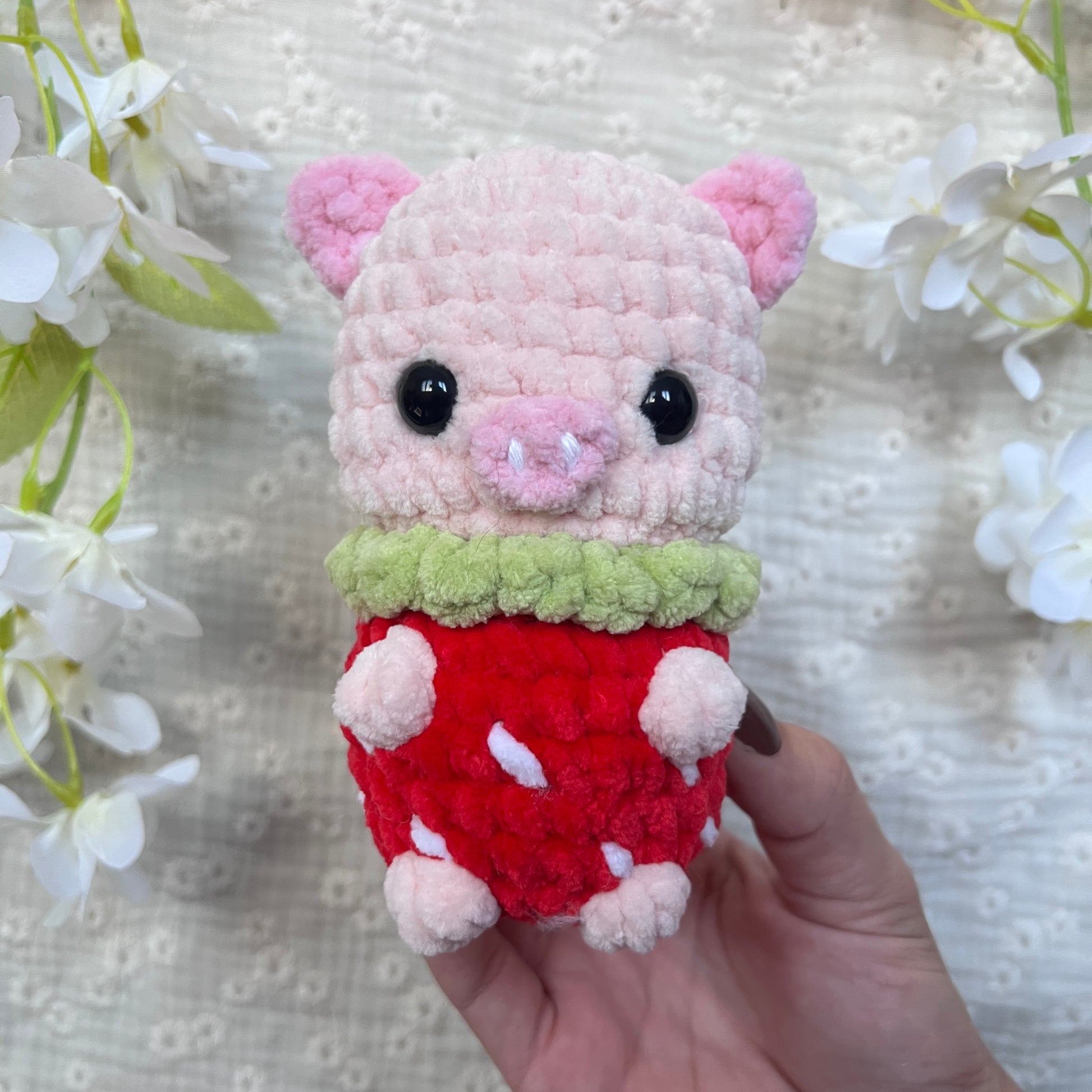 Cochon fraise en crochet