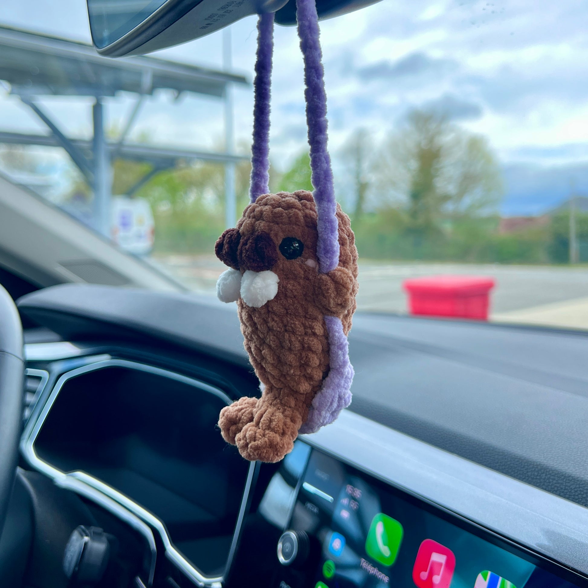 Décoration de rétroviseur en crochet morse sur sa balançoire 