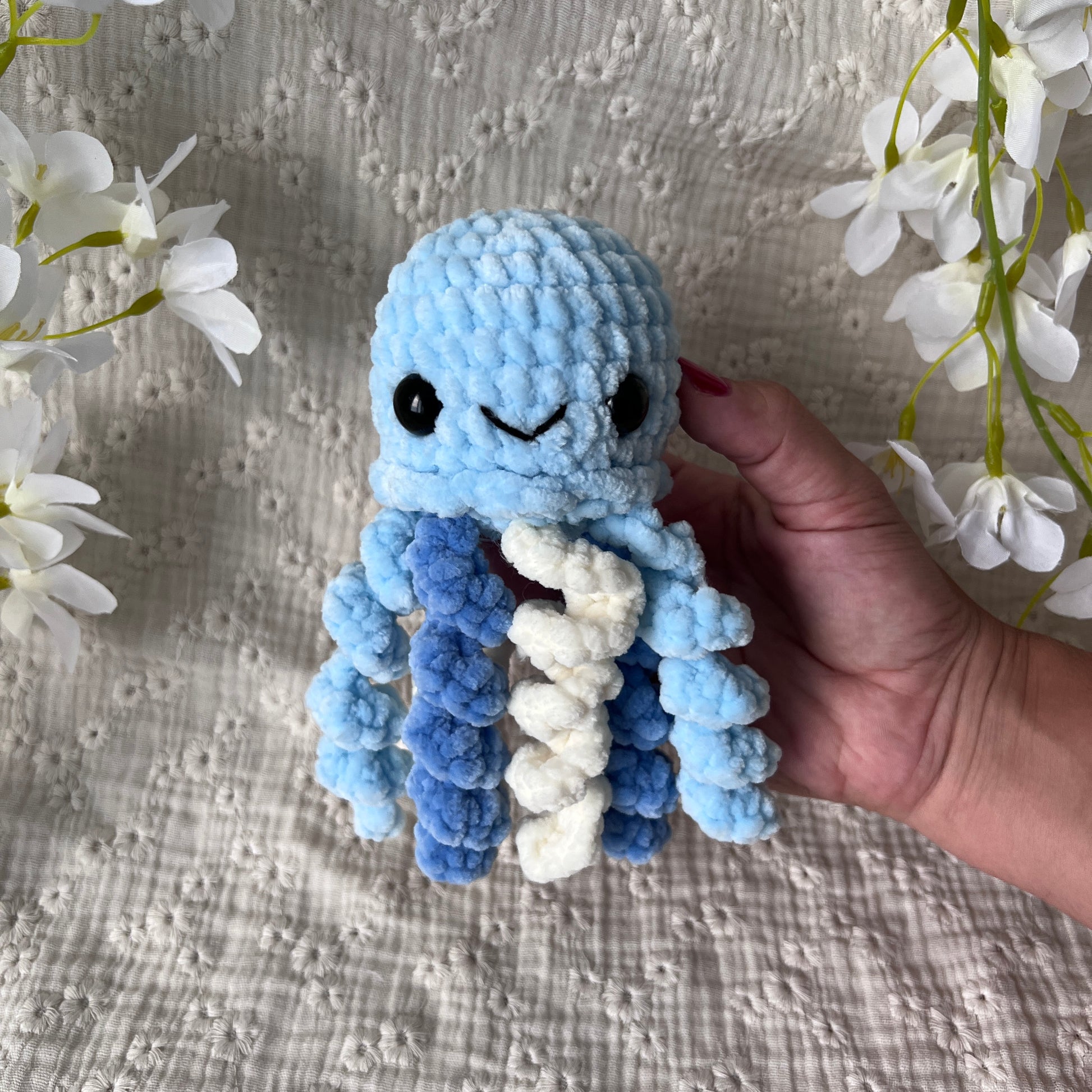Méduse bleu en crochet 
