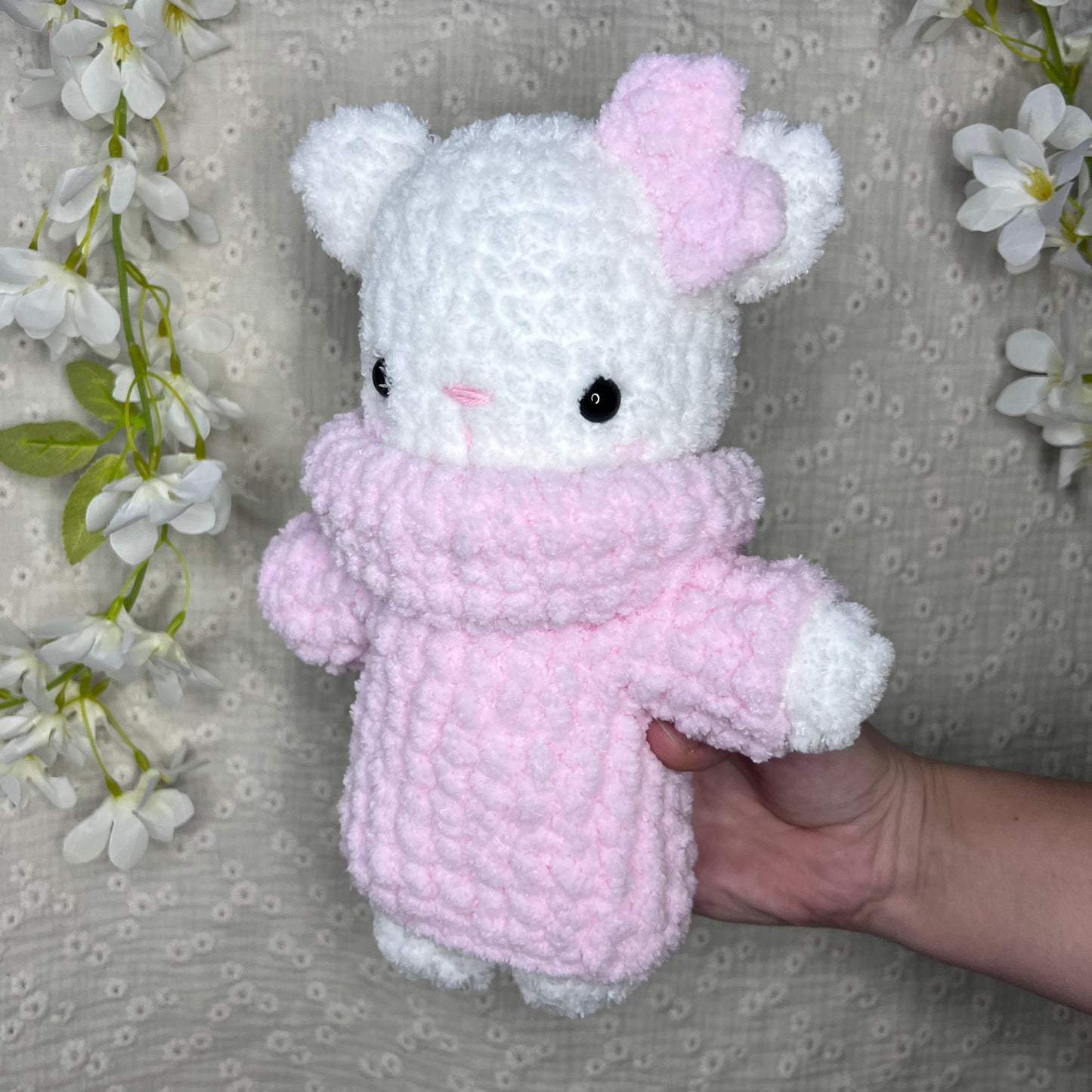 Peluche ourson pull rose 
