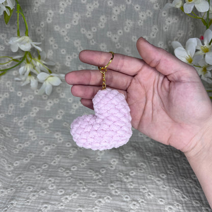 Porte-clés coeur rose clair en crochet
