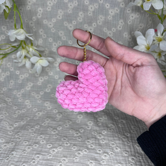 Porte-clés coeur rose en crochet
