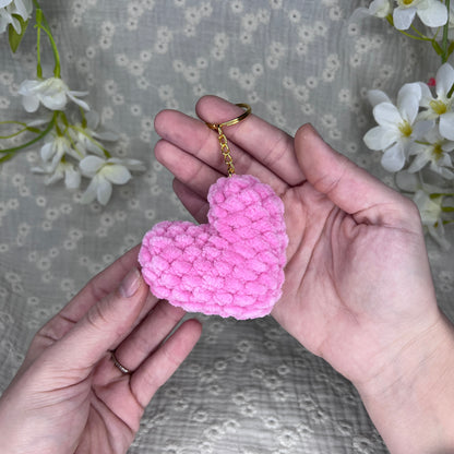 Porte-clés coeur rose en crochet