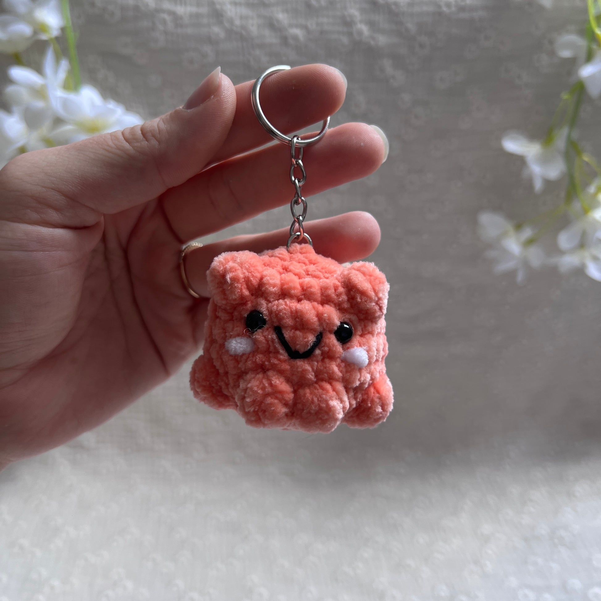 Porte cle mini grenouille saumon argent