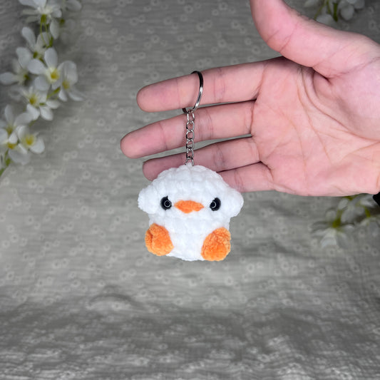 Porte clé poussin blanc en crochet