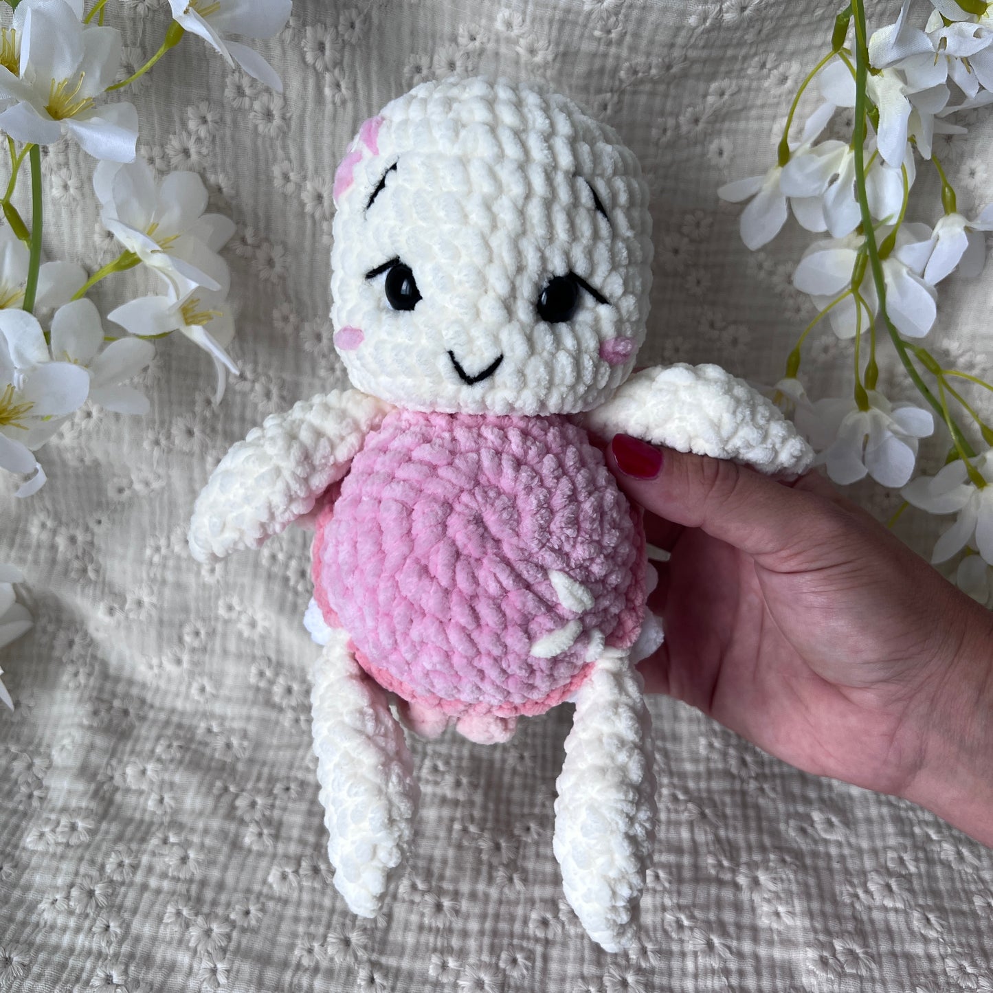 Tortue fleurs en crochet 