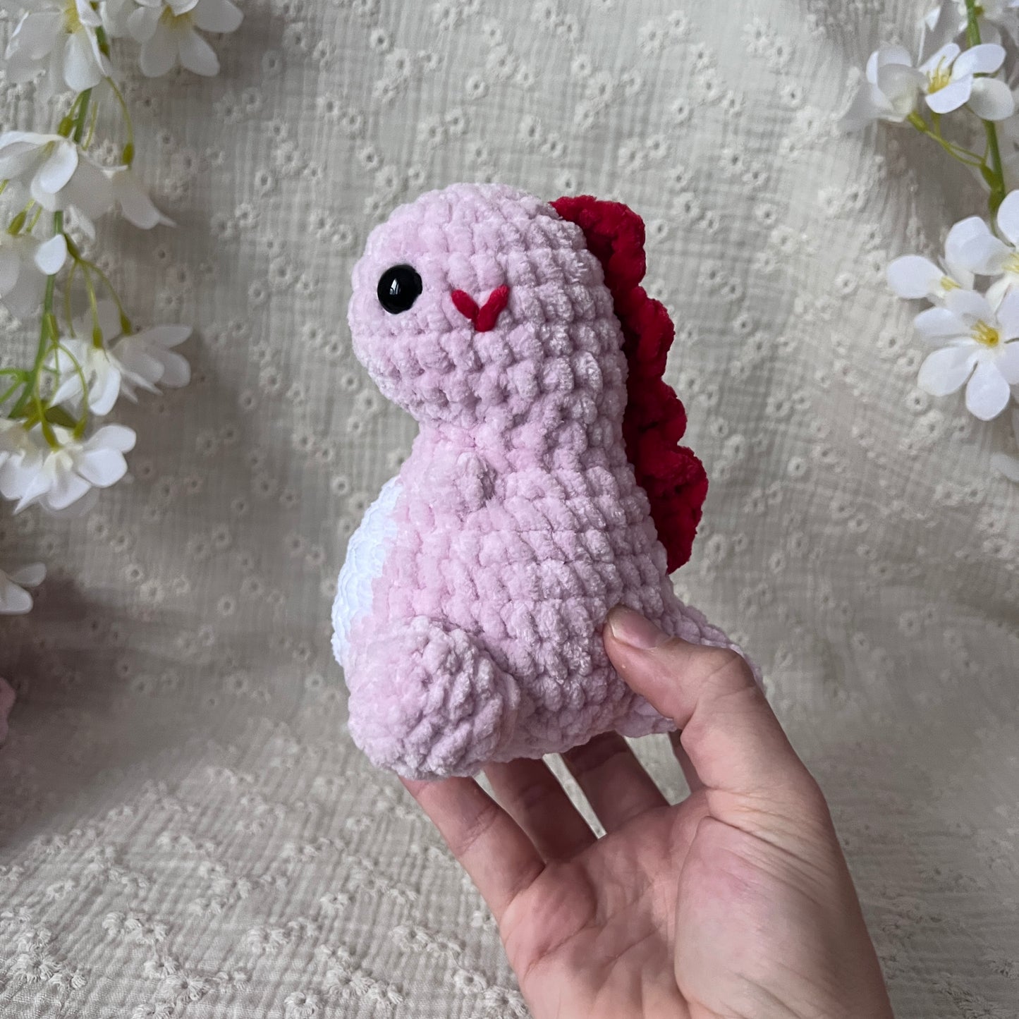 dinosaures en crochet rose clair amoureux 