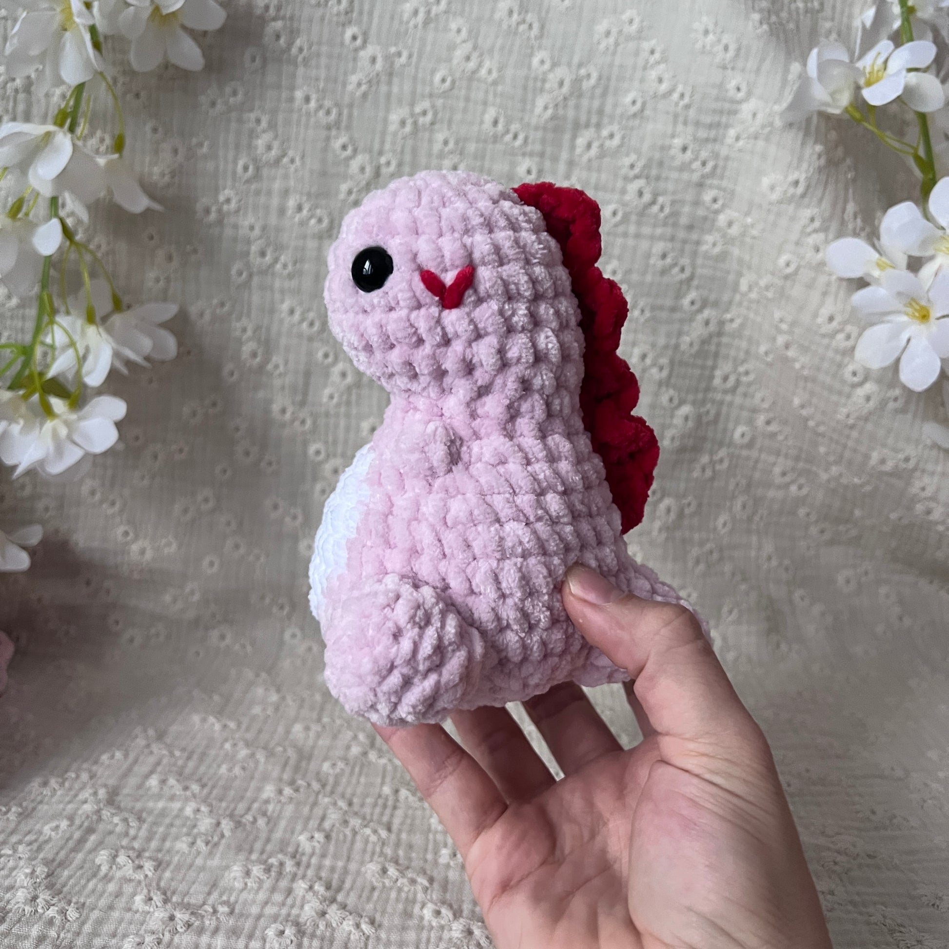 dinosaures en crochet rose clair amoureux 