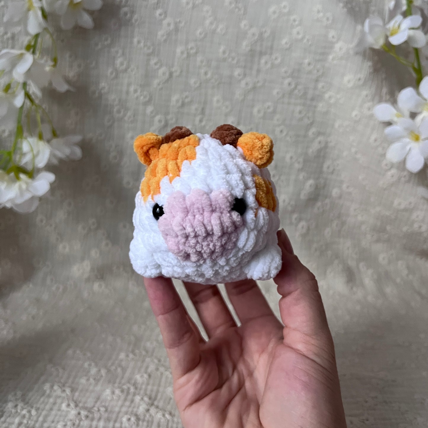 peluche vache pouf en crochet orange