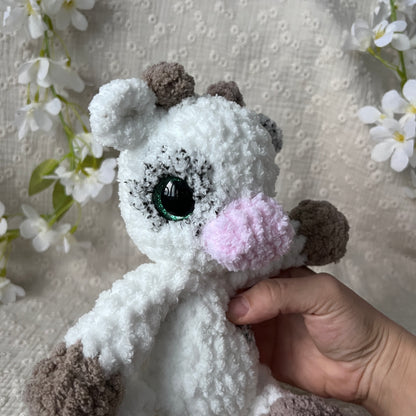 vache fluffy en crochet blanche