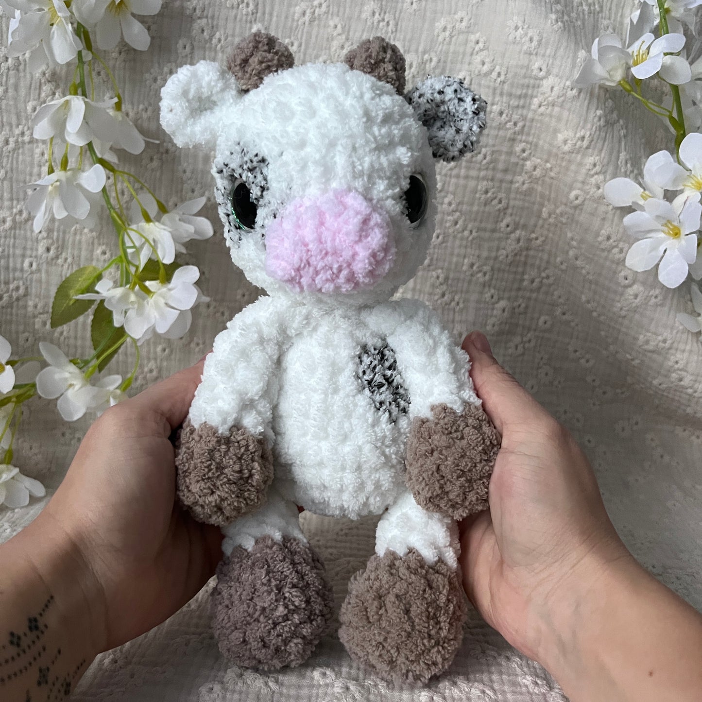 vache fluffy en crochet blanche